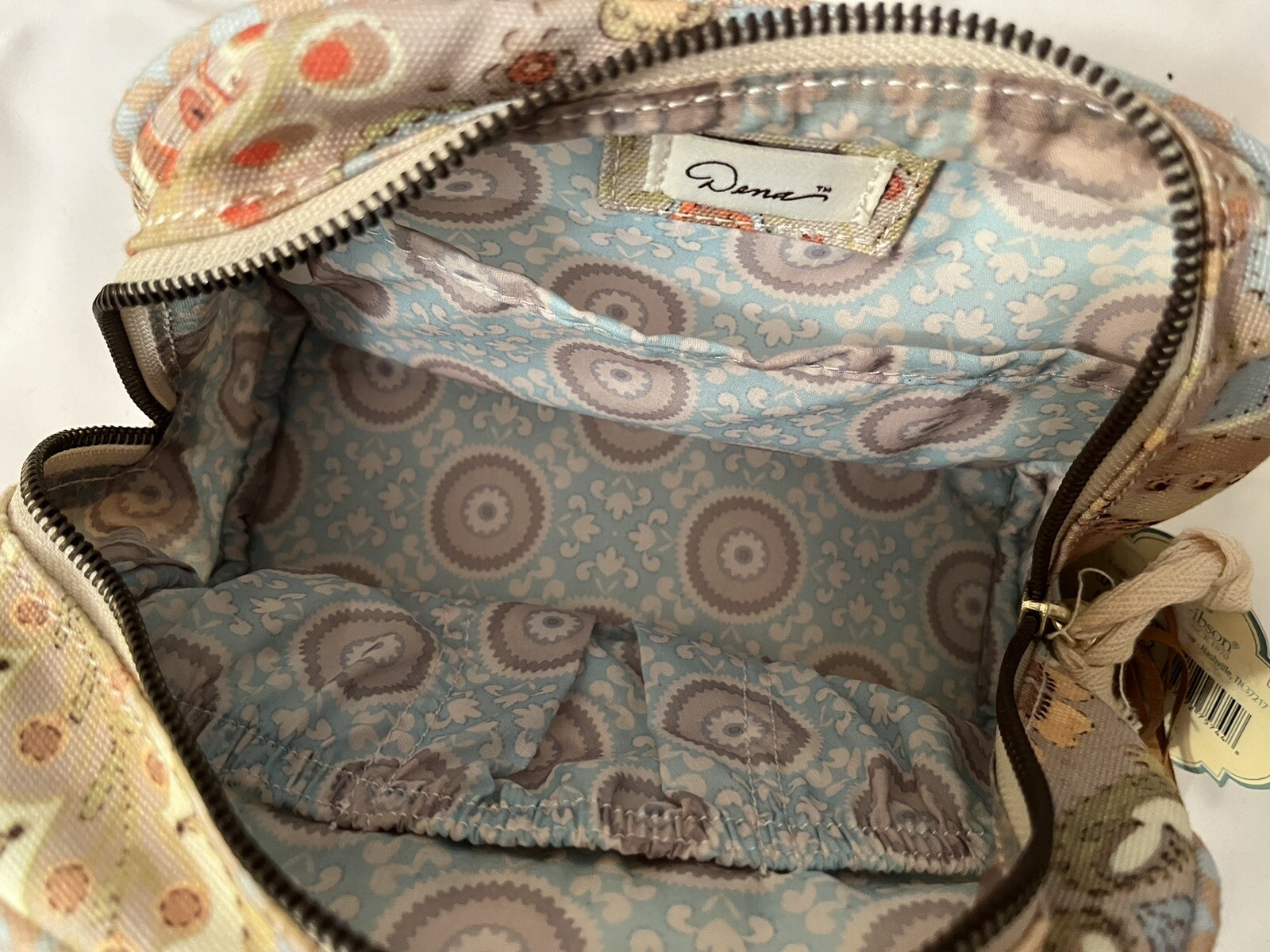 DENA Designs Overnight SHOULDER BAG TOTE & Cosmetic Paisley Floral Travel EUC