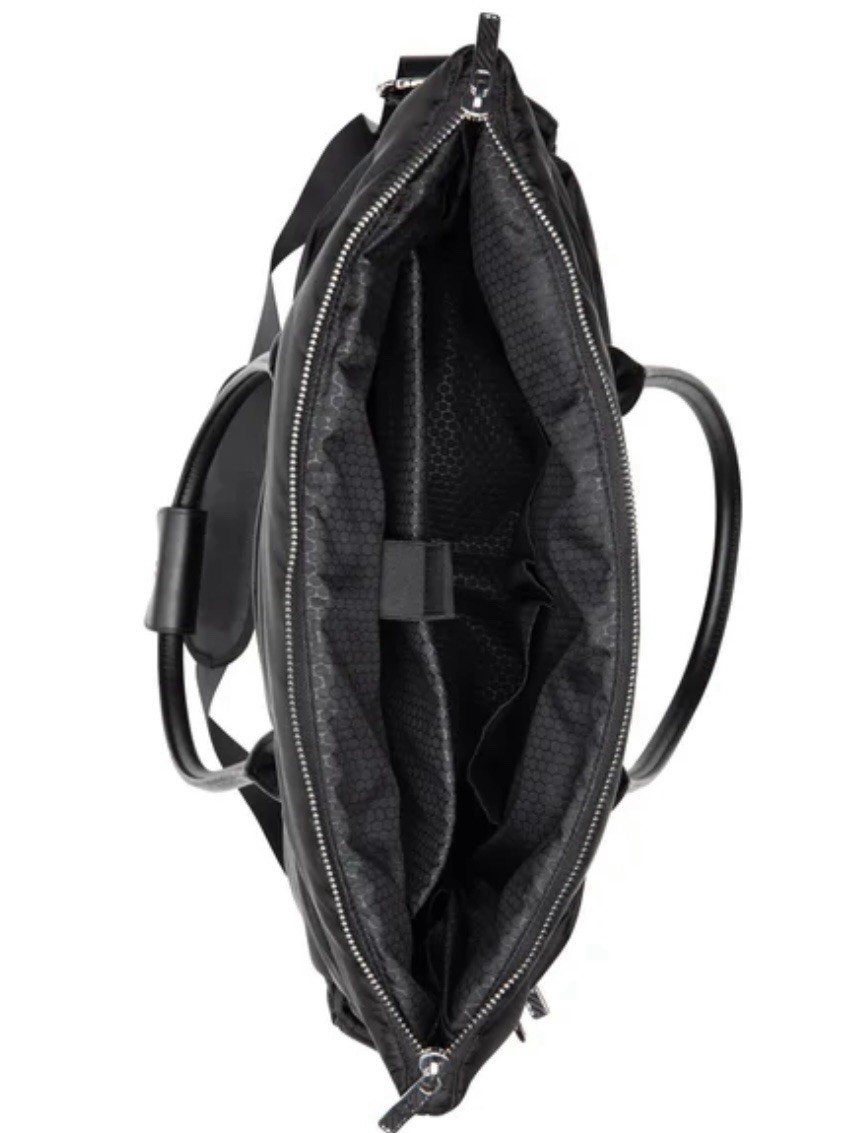 iPack Puffy Fashion Tote Luggage Black Bag Travel Adjustable Strap Laptop Pocket
