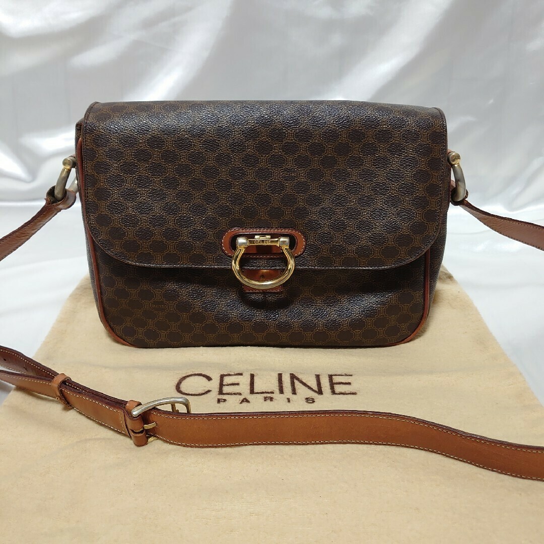 Celine Macadam Shoulder Bag Brown 26x19x8cm Crossbody Vintage Rare Japan Bag