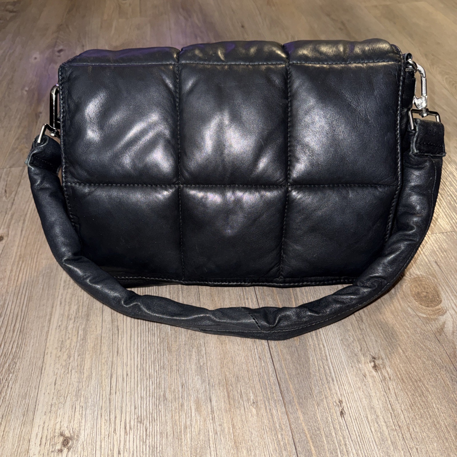 Stylism Denmark Sheepskin Puffy Quilted Purse Bag & Shoulder Strap Puffer 13×10