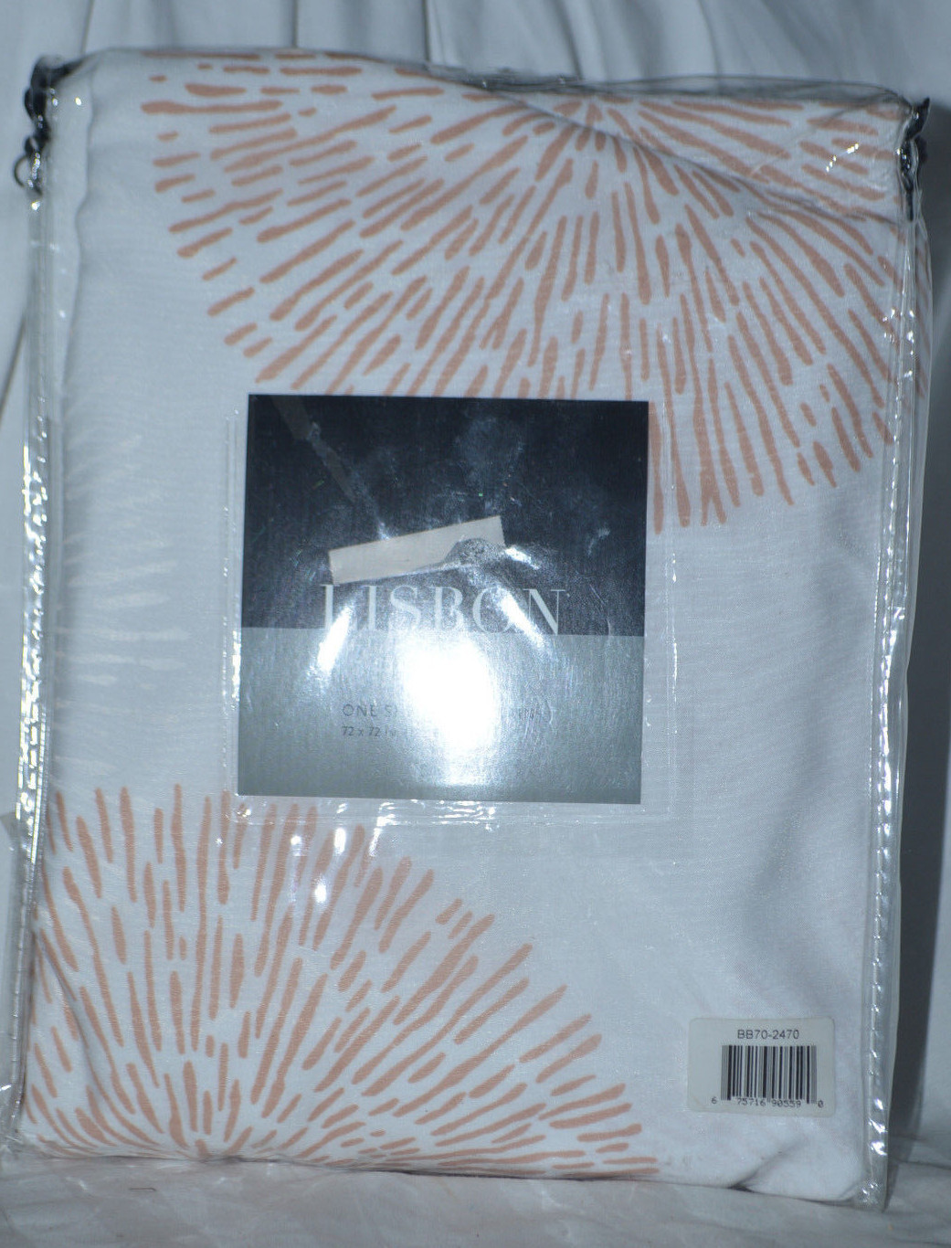 LISBON Shower Orange And White/ Blush Curtain 72in X 72in NIP