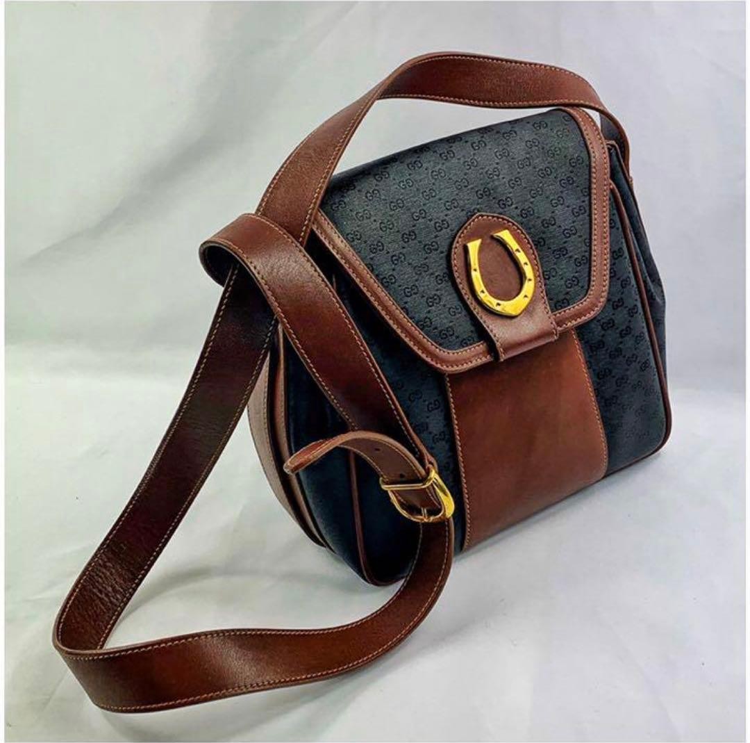 GUCCI Micro GG Horsebit Crossbody Bag Women Auth 8.66 x 7.87 x 3.93inch