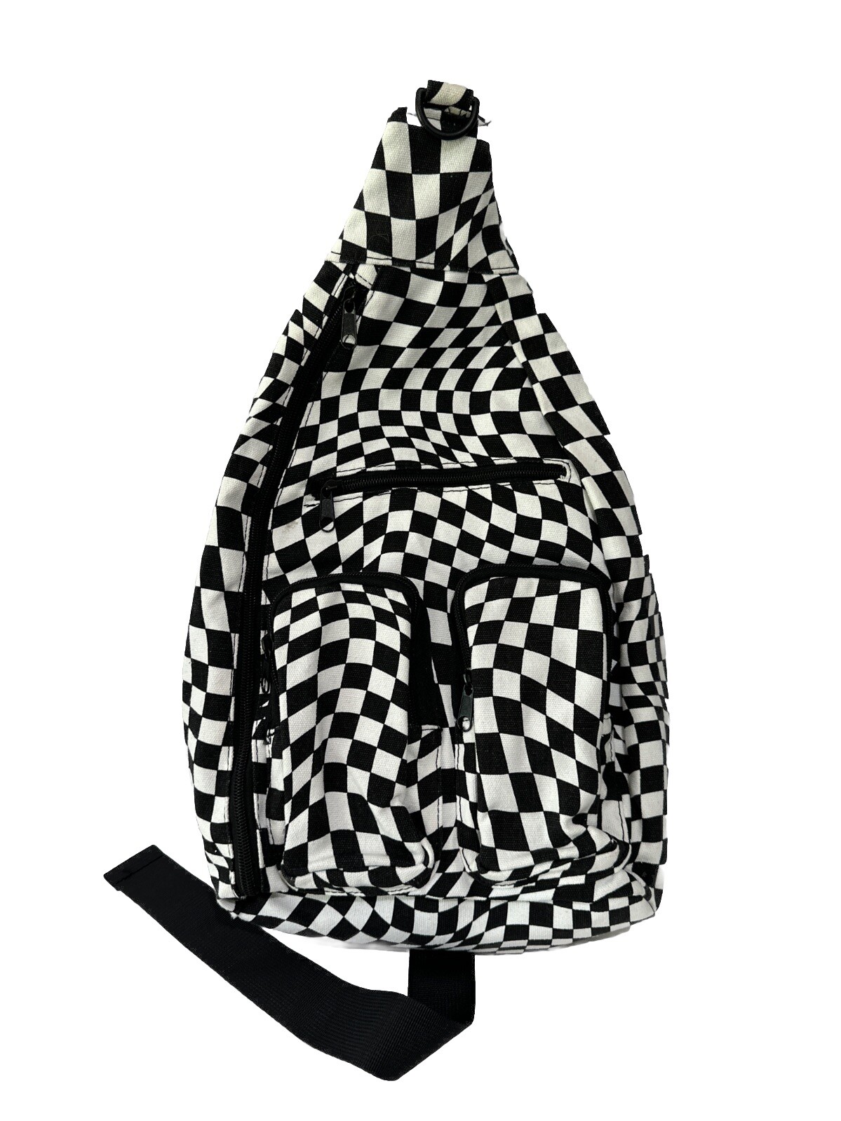 No Boundaries Y2K Handsfree Cargo Sling Bag Color Black & White Crossbody Skater