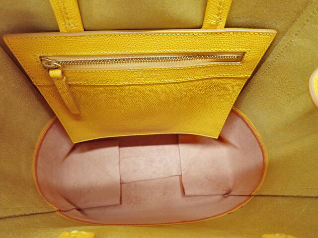 CELINE Vertical Cabas Small 2Way Tote Shoulder Bag Yellow Orange Leather 176163