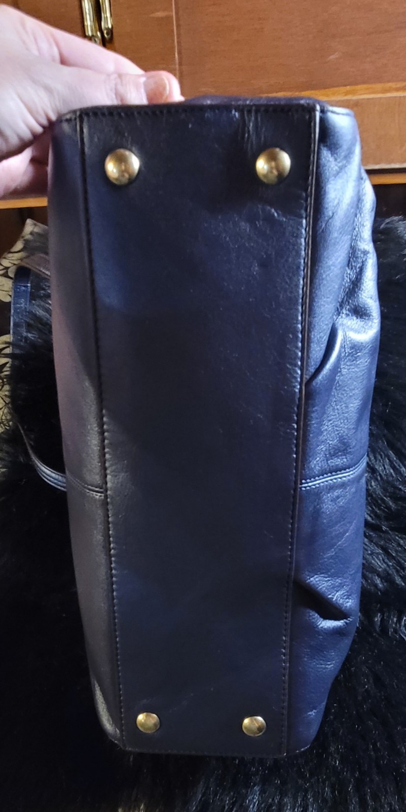 COACH TAYLOR ALEXIS MIDNT NAVY BLUE METALLIC GEM SATCHEL BRASS HRDWR PRISTINE