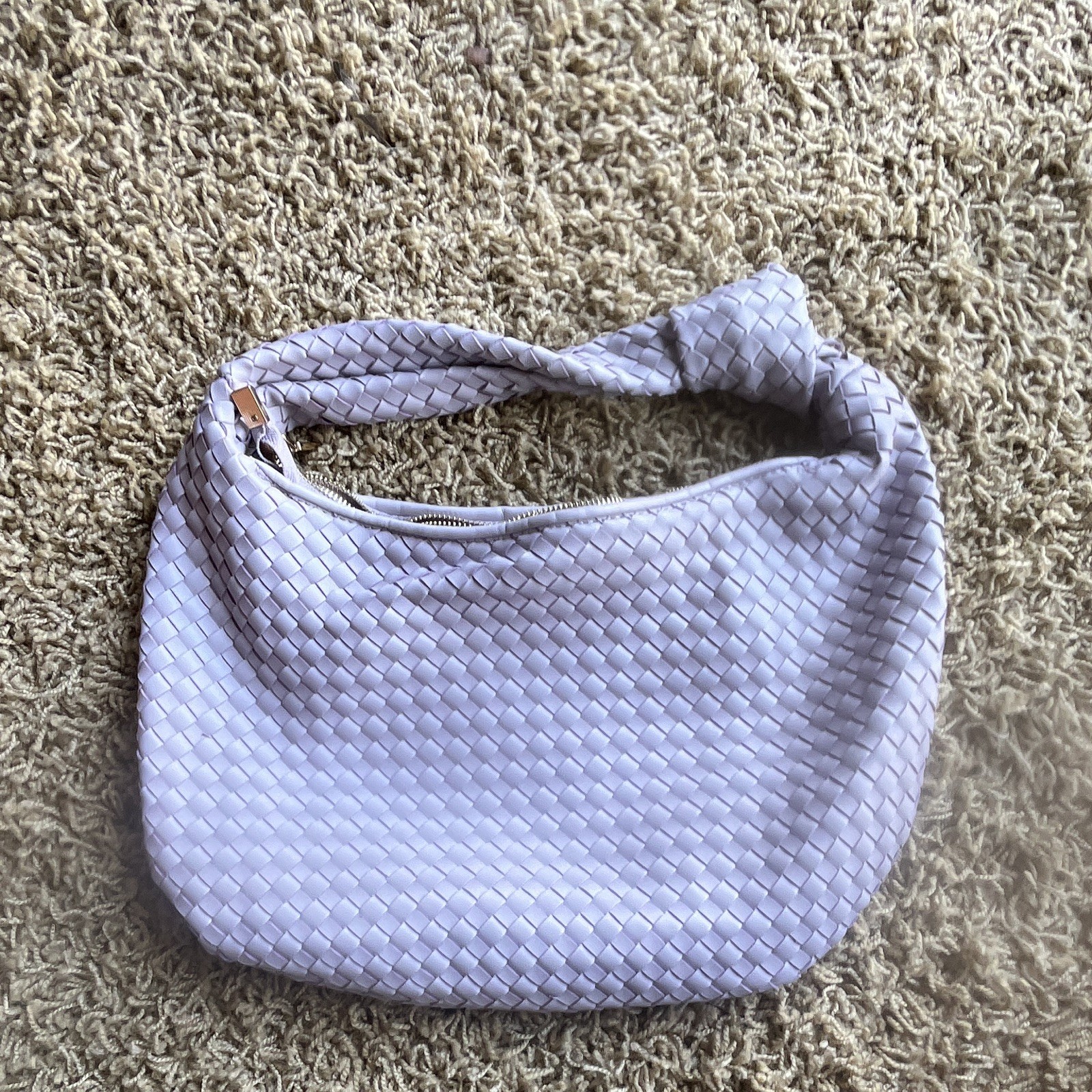Melie Bianco Lavender Crescent Shoulder Bag Zip Gold Hardware Lined