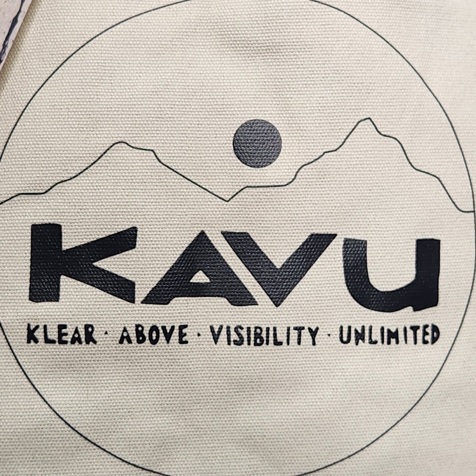 KAVU Typical Tote Bag Cotton Canvas Neutral Color Web Straps Blue