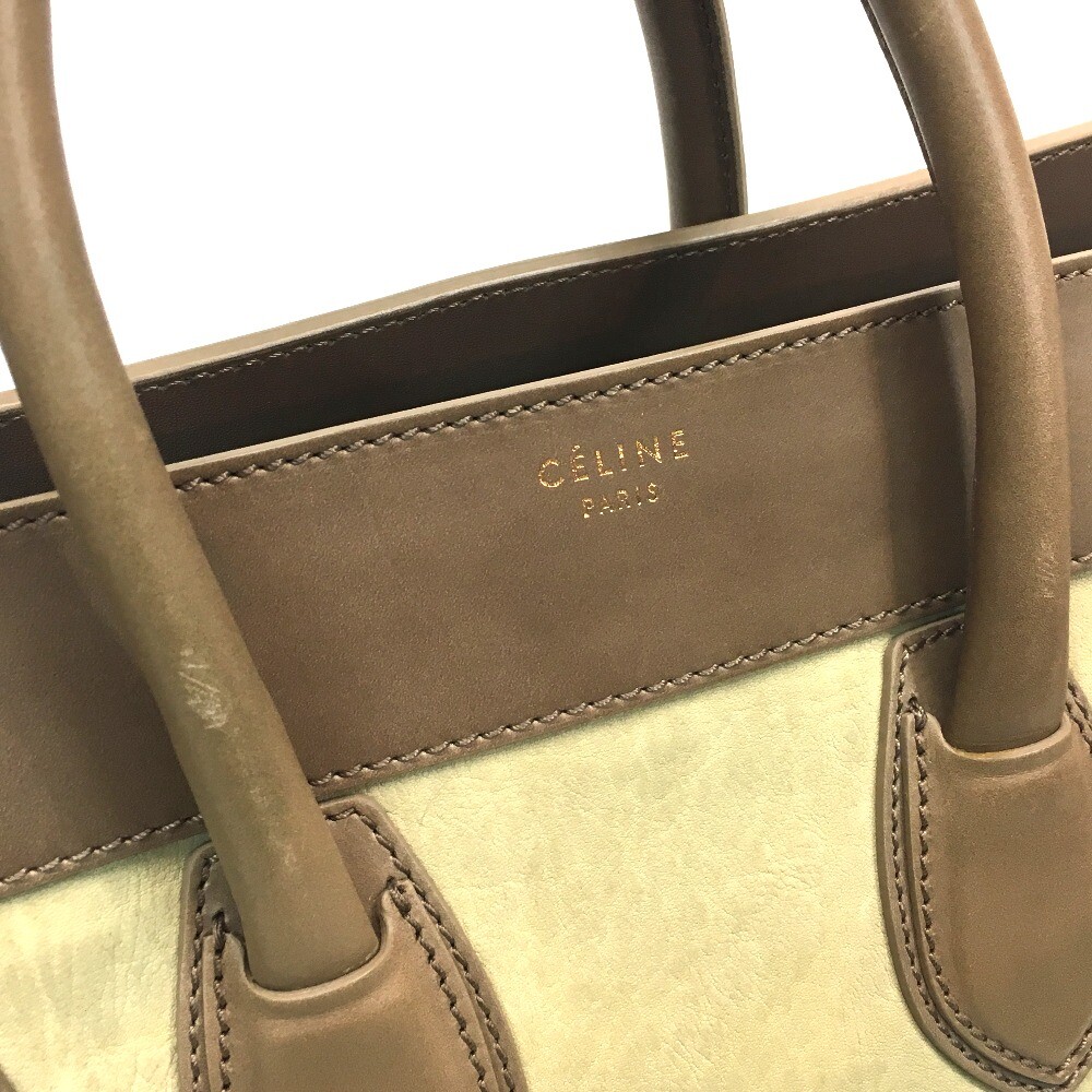 CELINE Mini Shopper Luggage Tote Bag Hand Bag Beige/Brown 165213