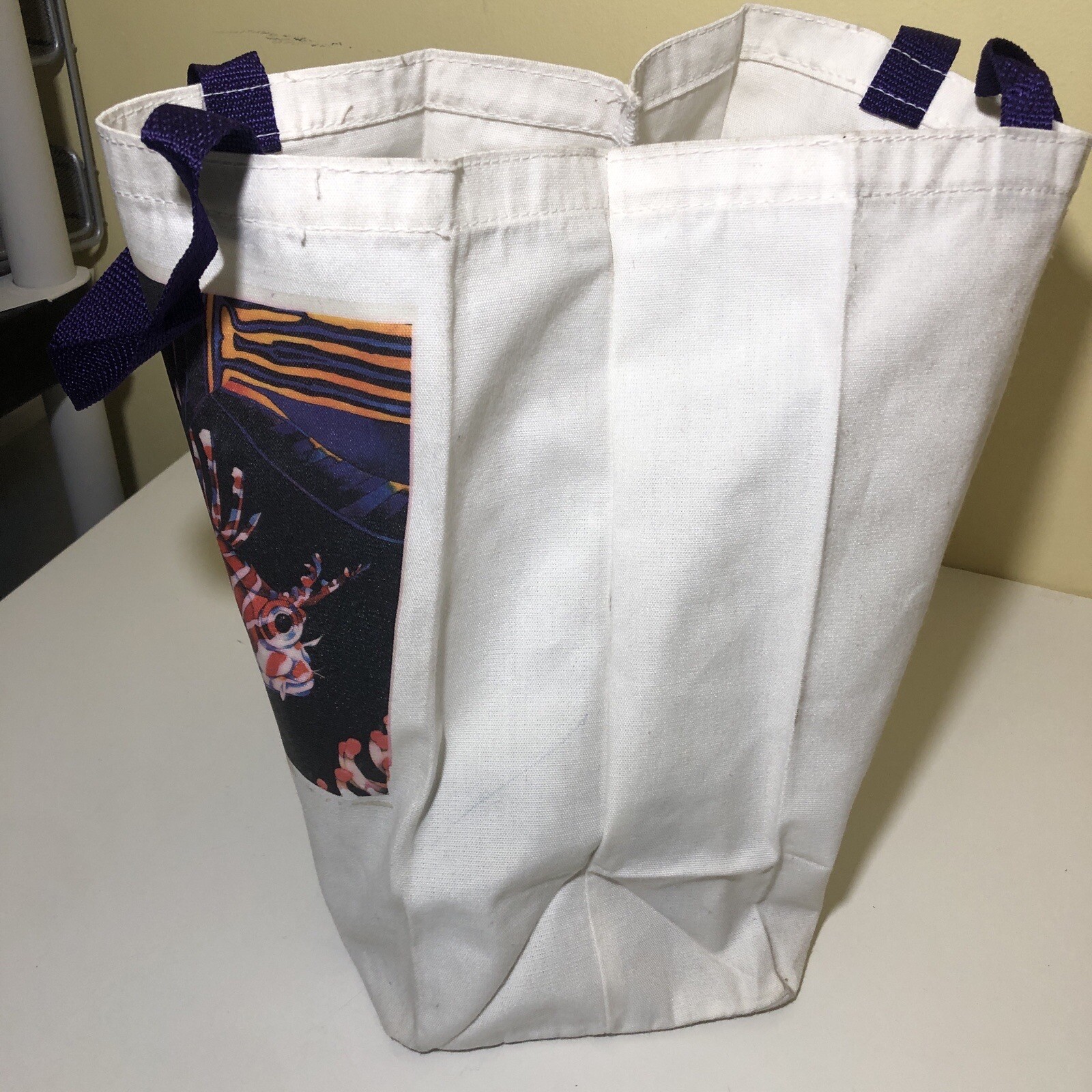 VTG 80s 90s Billboard Concepts Canvas Tote Bag Fish Colorful Purple Handle