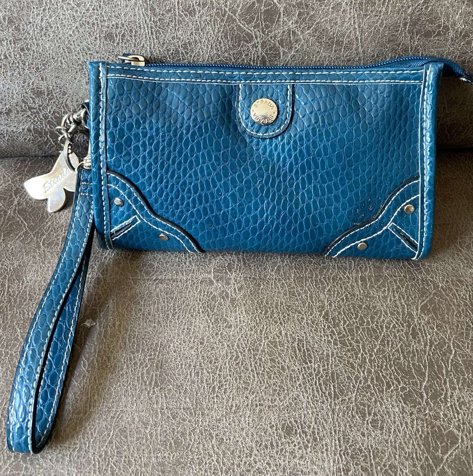 Strada Turquoise Wristlet W/Charms Inside Pocket Polyvinyl chloride (Vinyl)