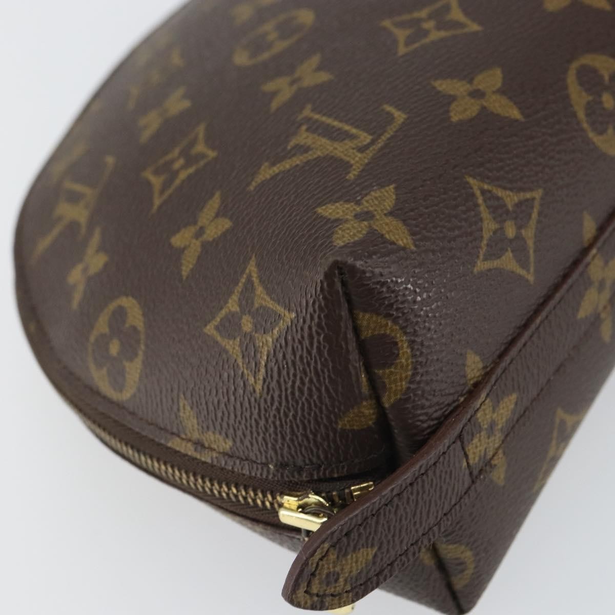 LOUIS VUITTON Monogram Trousse Demi Ronde Cosmetic Pouch M47520 LV Auth BA10020