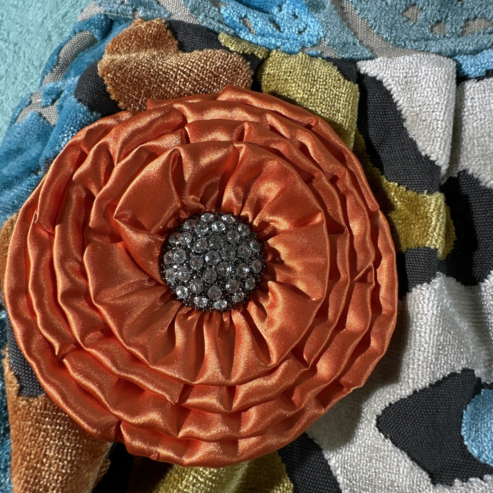 “Lola Blue” Carpet Tapestry Shoulder Bag Blue and orange