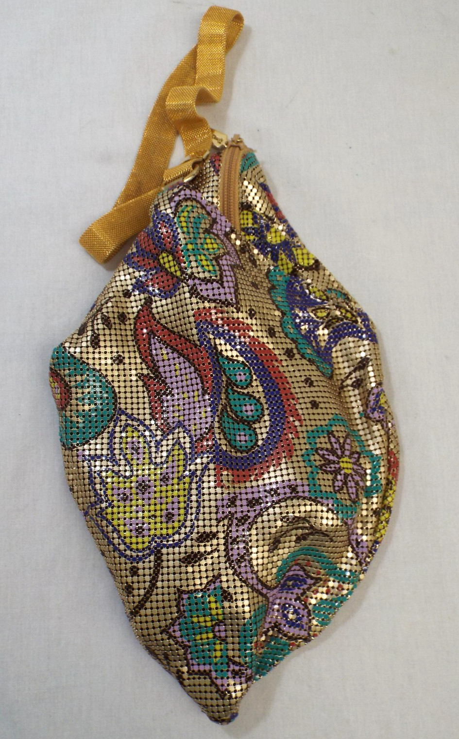 Vintage Whiting & Davis Paisley Mesh Purse Shoulder Bag Enamel & Gold PERFECT