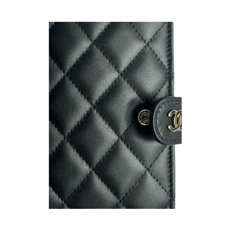 CHANEL Lambskin Wallet Women’s Black 1.6×0.2×2.2 in