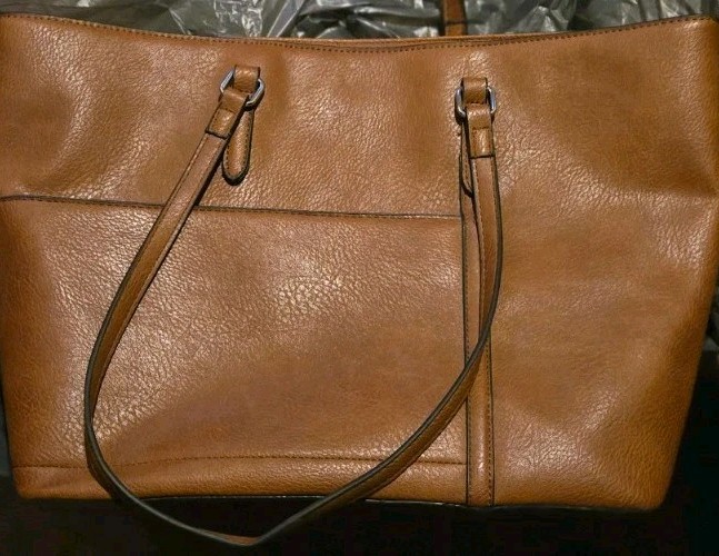Vegan leather Purse Tote hand Bag carry on large spacious Lined Interior Pockets