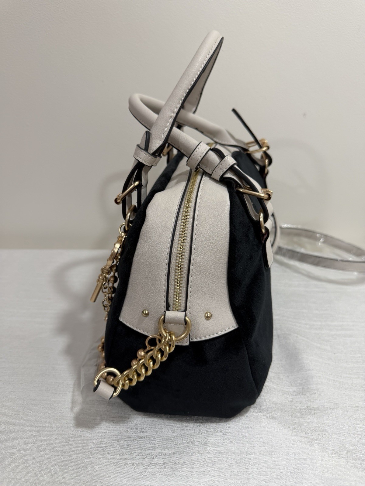 NWT Juicy Couture The Key To Juicy Satchel Liquorice Velvet Bag