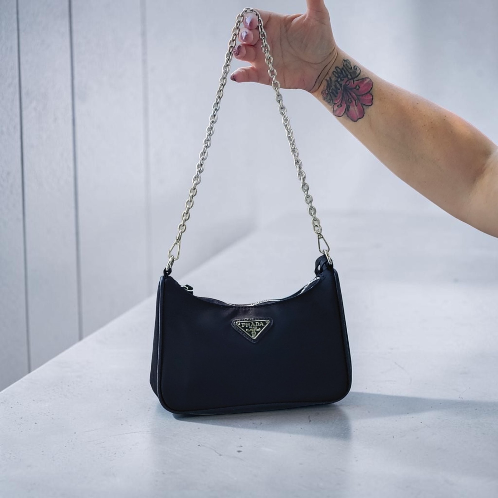 Prada Re-Edition 2005 Re-Nylon And Saffiano Mini Bag In Nero With Cert. Of Auth.