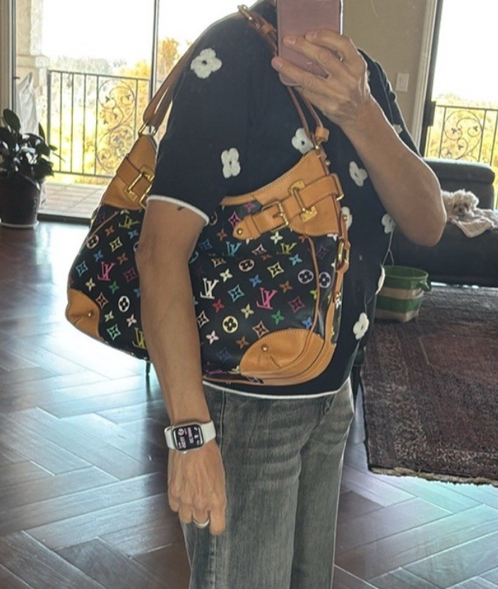 Louis Vuitton Greta Takashi Murakami Multicolor Noir Monogram Shoulder bag
