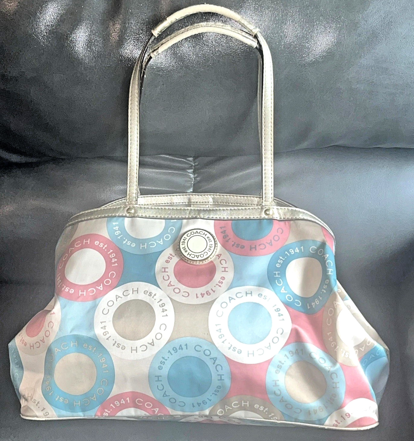 Coach Logo Print Multicolor Tote