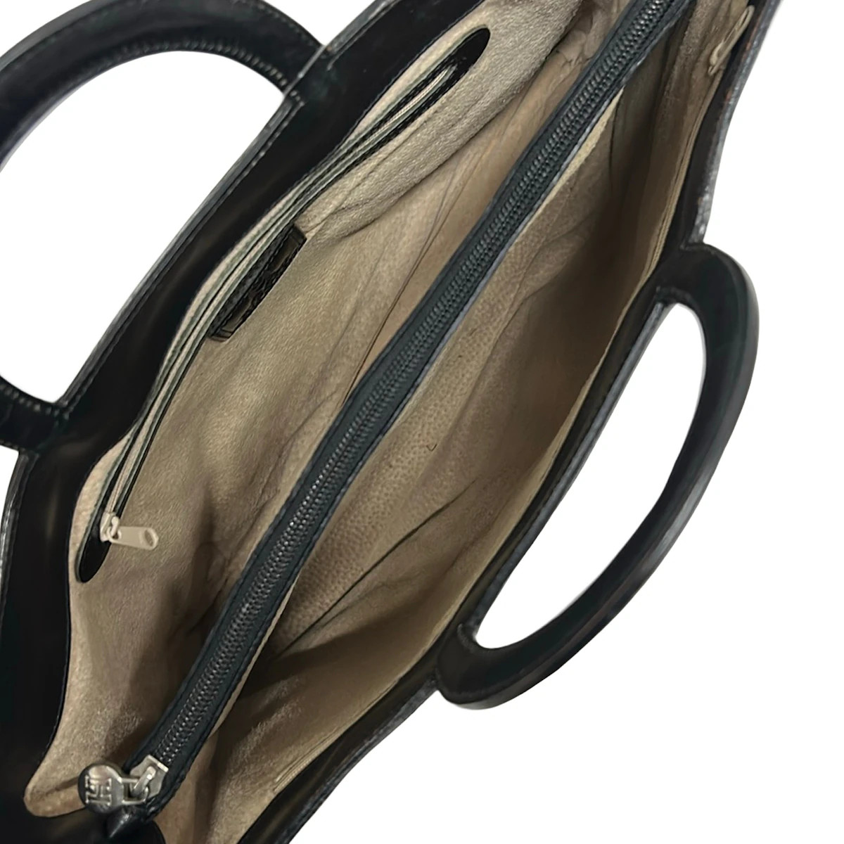 HIROFU Black Leather Tote Bag