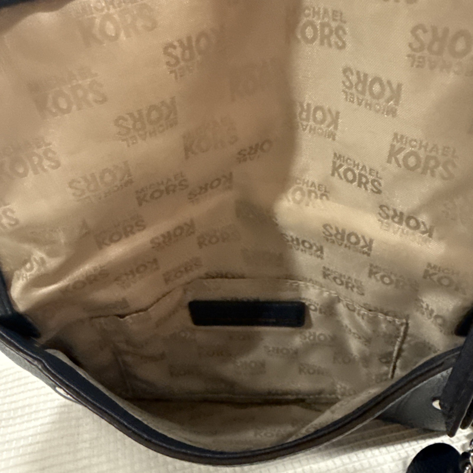 Michael Kors Corinne Navy Leather Medium Messenger Crossbody Bag Fold Flap Style