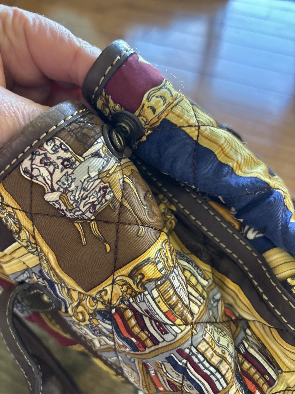 2p RARE Vintage J Crew Library Quilted Tote Bag Euc Silk Leather