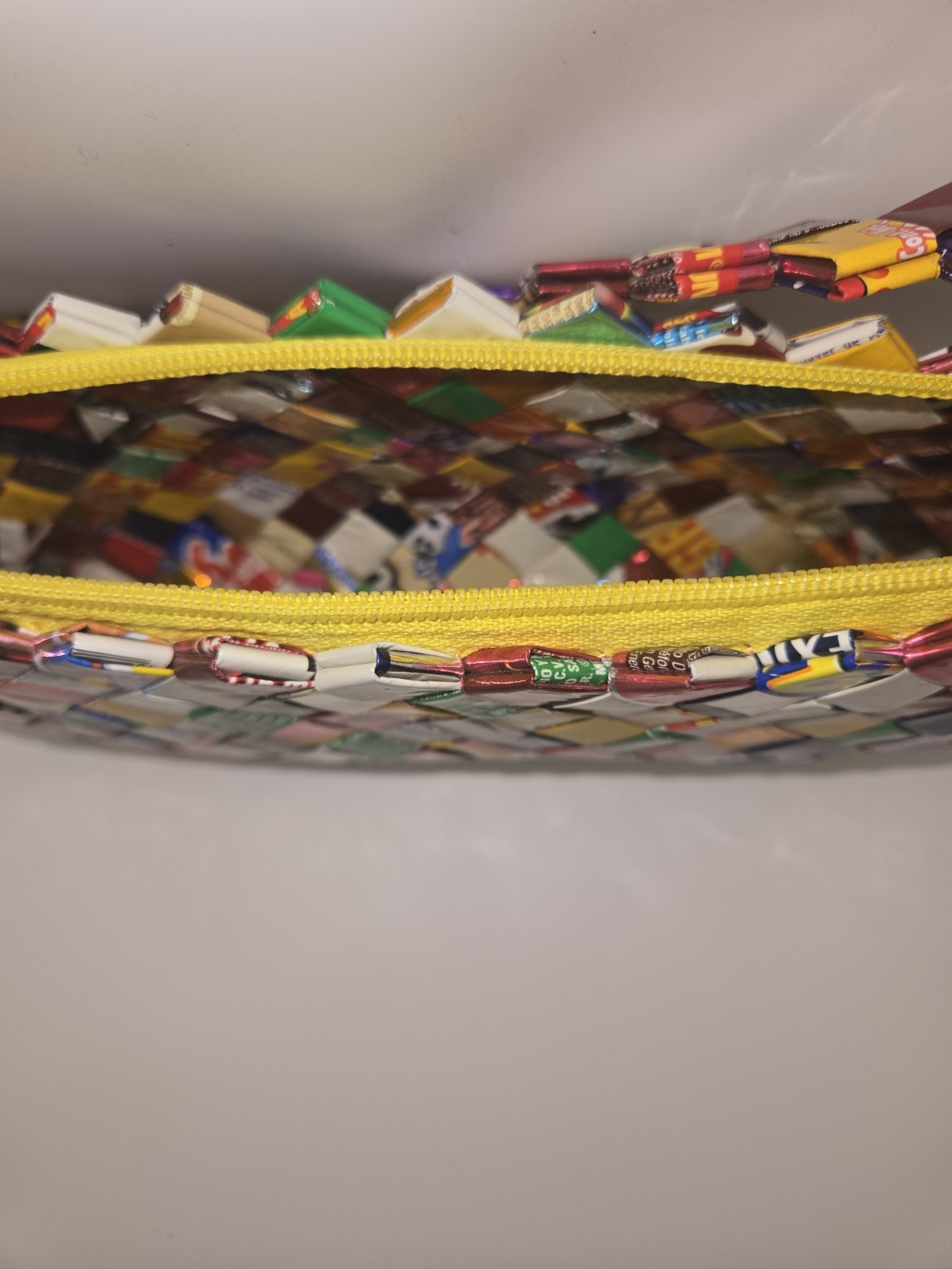 CANDY WRAPPER PURSE~Bag~Bright & Colorful~11 1/2″ x 5″~Excellent condition!