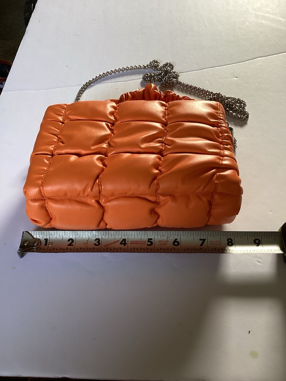 Brand New Orange Clutch Crossbody Puffy Shoulder High end Look