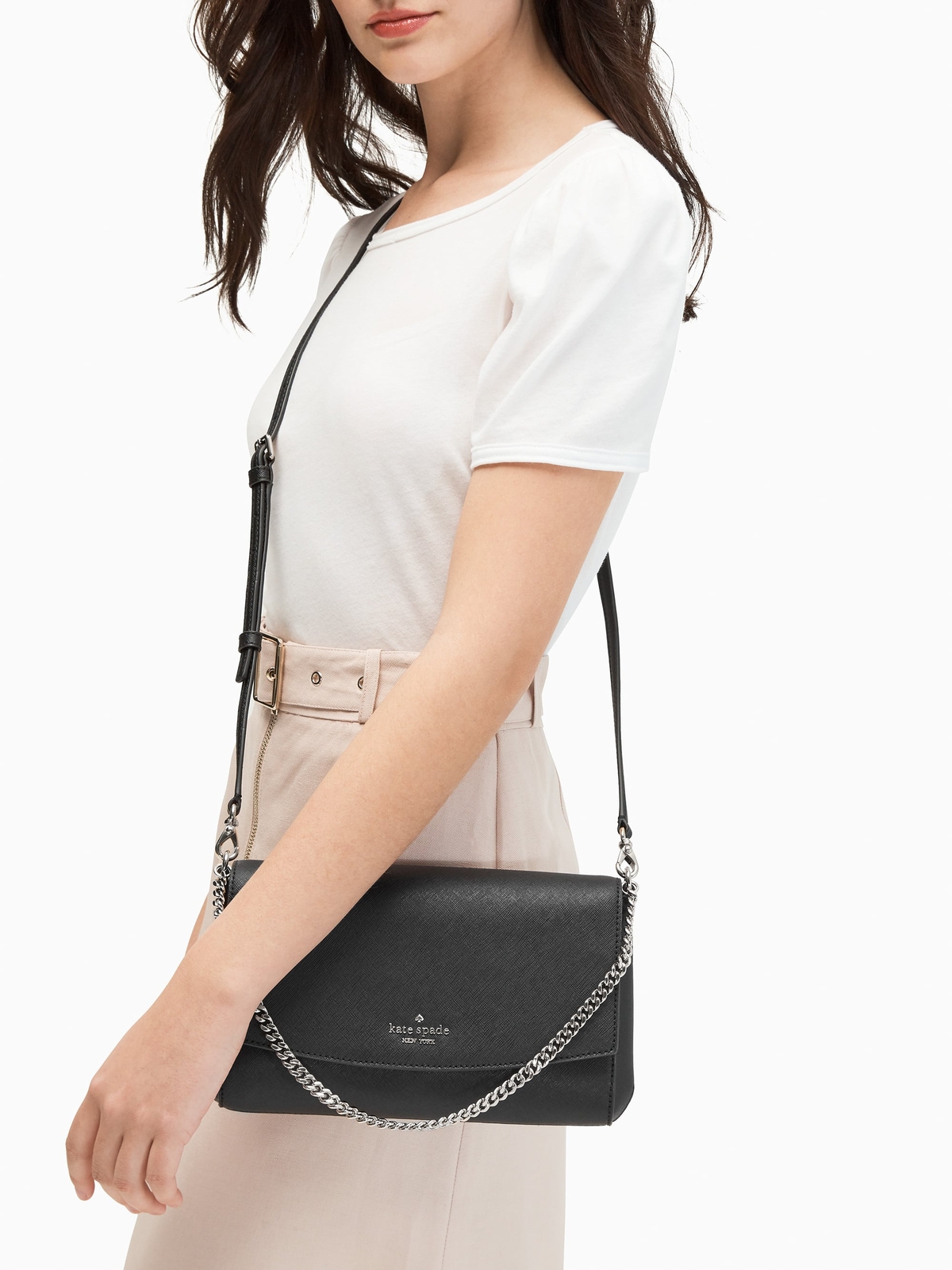 Kate Spade laurel way greer crossbody Leather Chain Clutch ~NWT~ Black