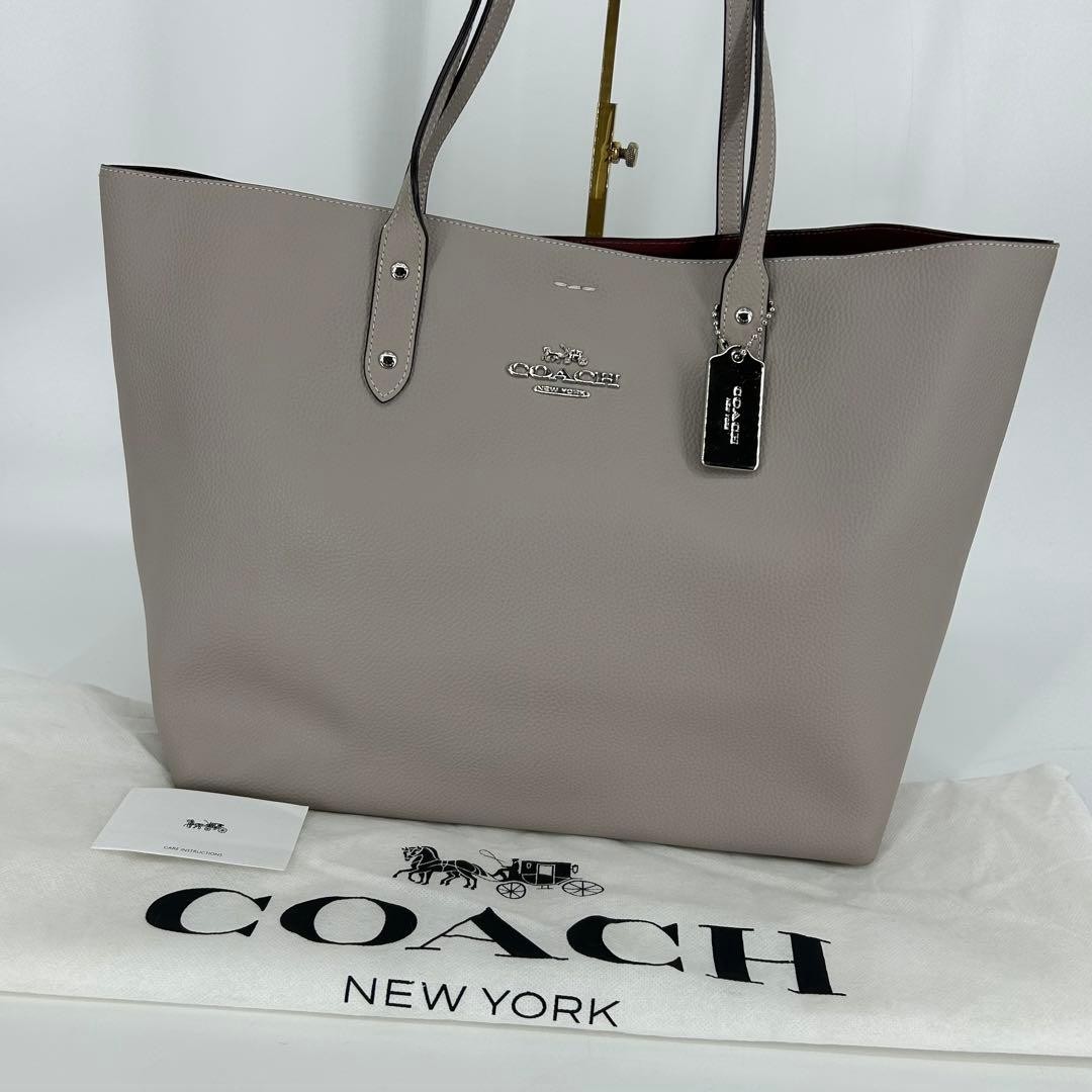 COACH Gray Tote Bag 30cm x 46cm x 16cm Leather Women’s Handbag