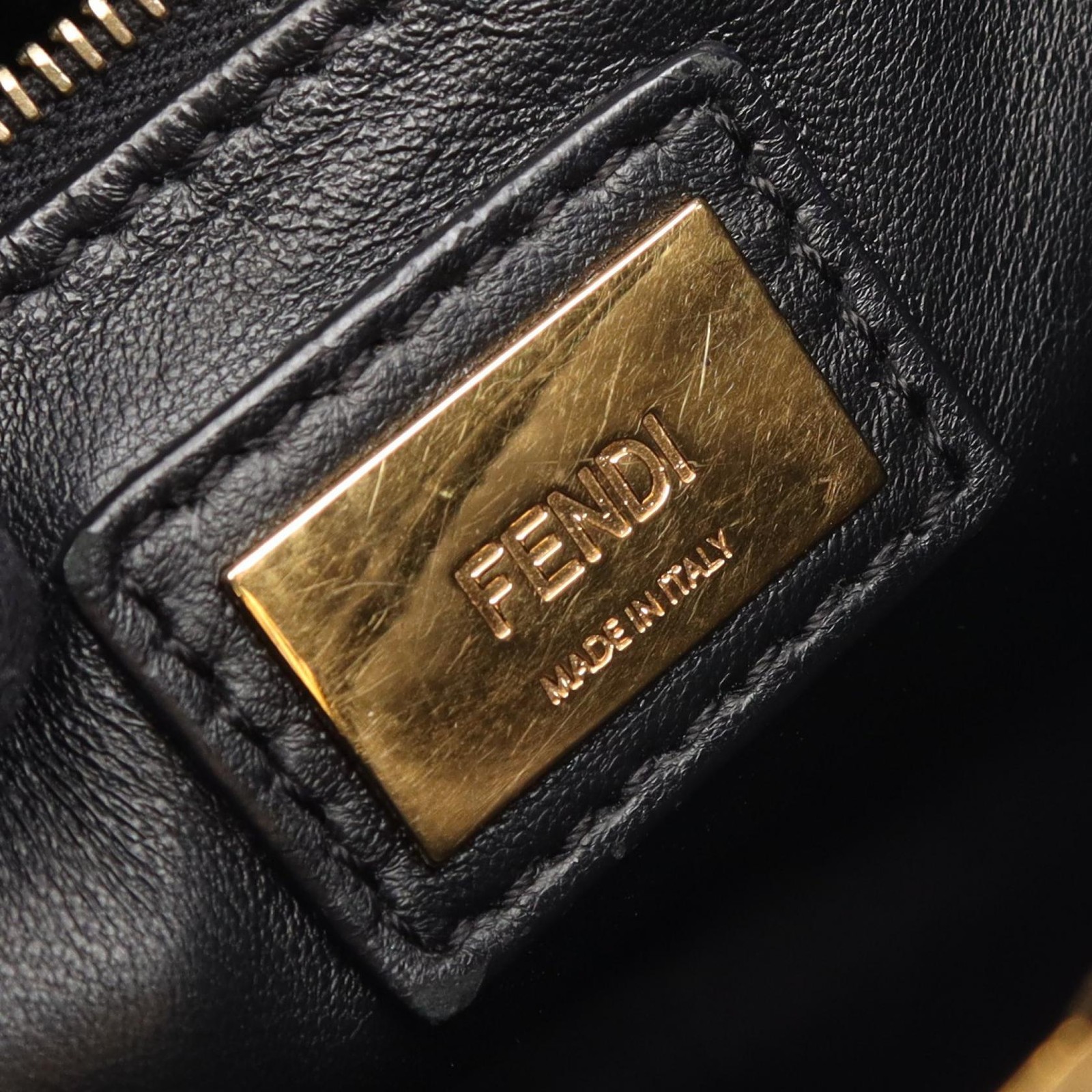 FENDI Mini Peek-a-Boo shoulder crossbody Handbag 8BN244 leather Black Used Women