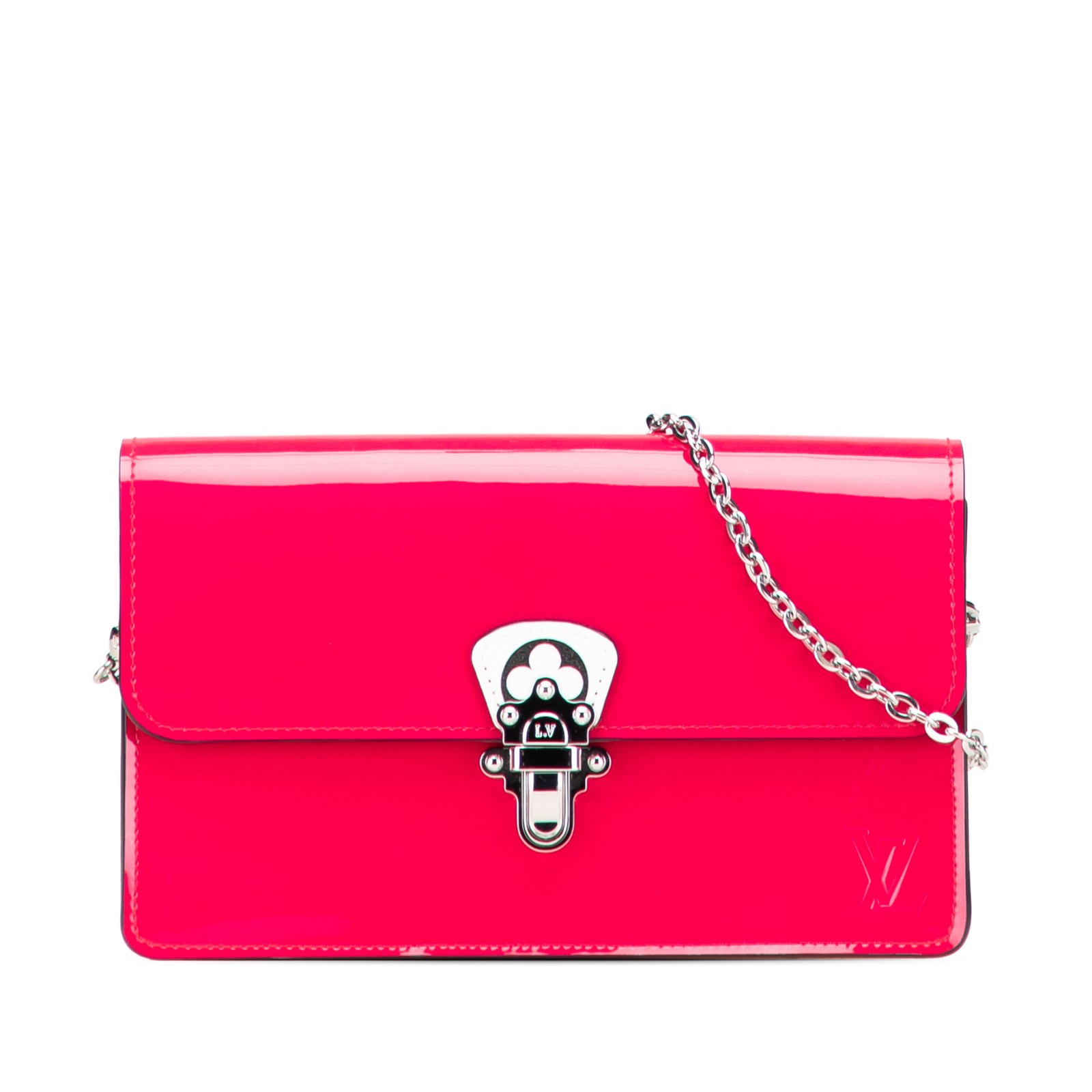 Authenticated Louis Vuitton Portefeuille Cherrywood Wallet On Chain Pink