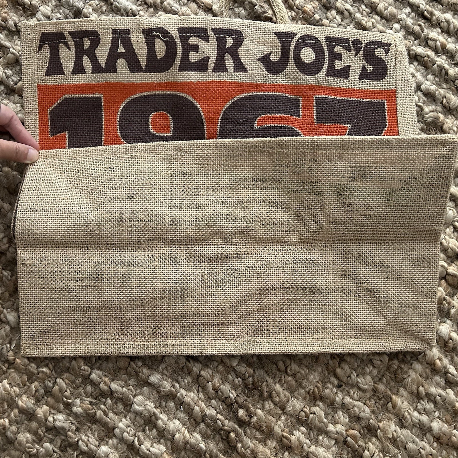 Trader Joe’s Coffee Beans Pasadena Jute Tote Bag – Orange and Tan- 2025 new
