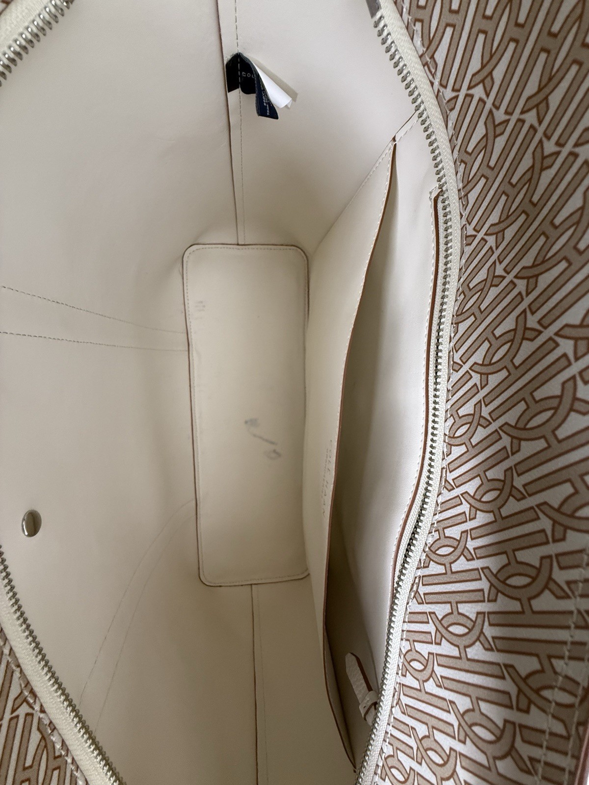Cole Haan Grand Series Monogram Tote Bag Ivory Tan Shoulder Shopper Large