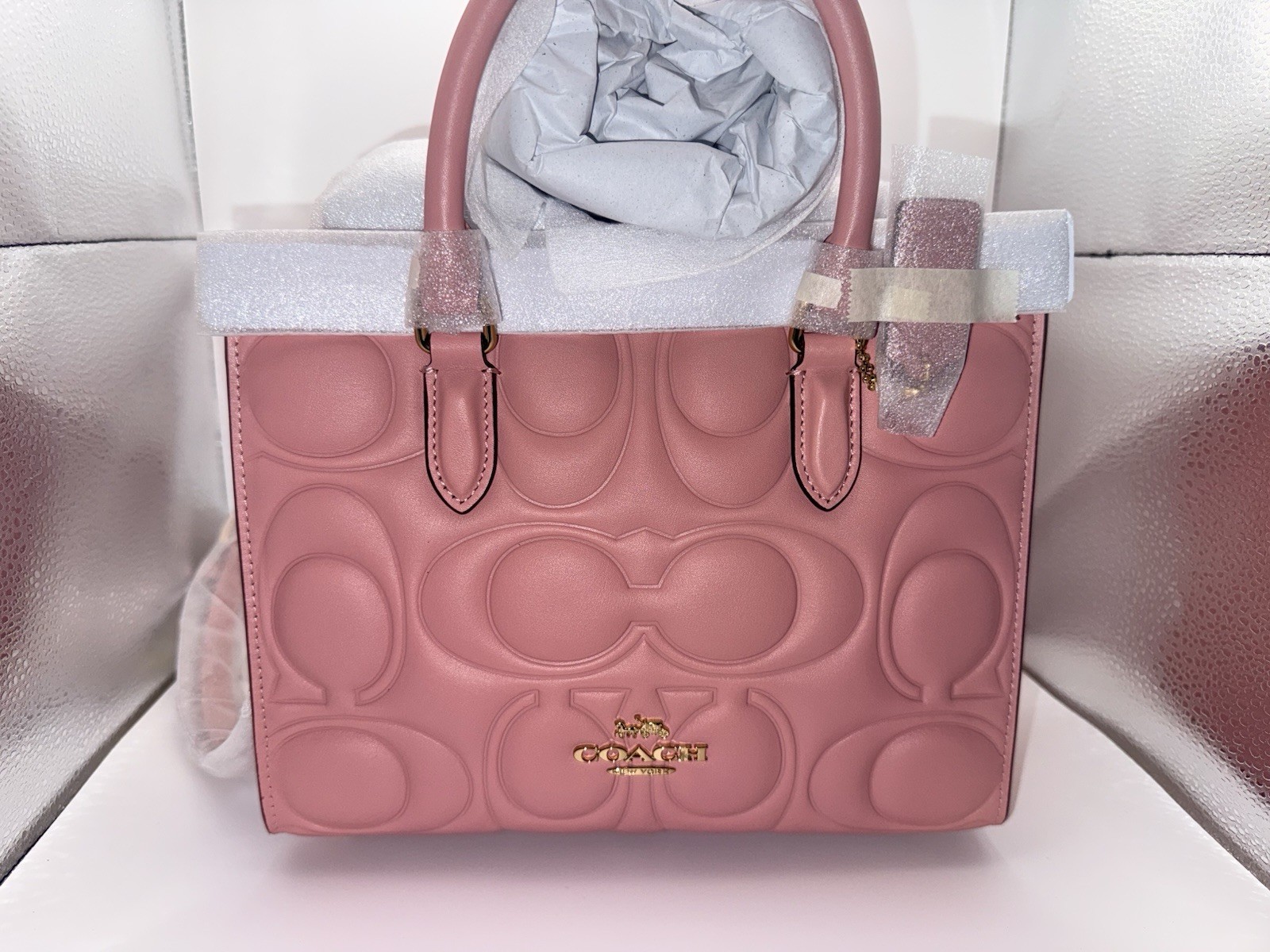 Coach Maggie Small Tote Bag Signature Leather CY670 Petal Pink