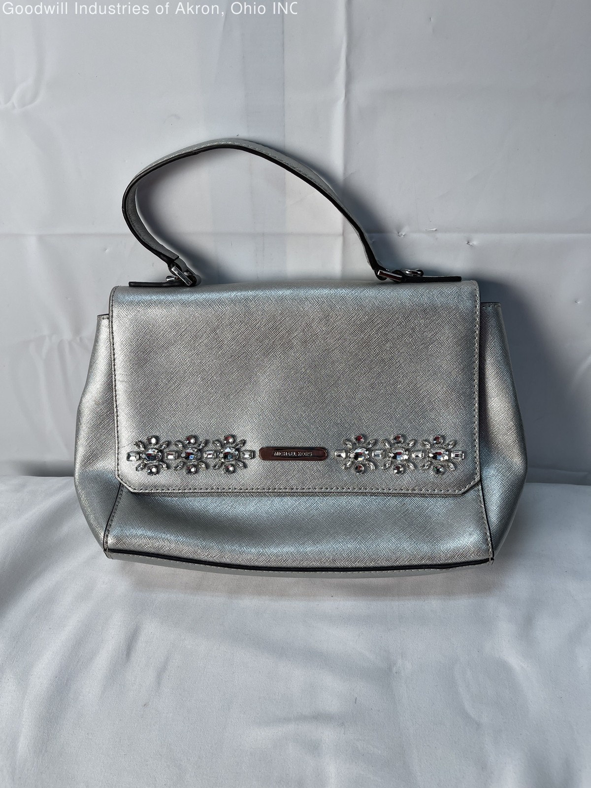Gently Loved Certified Authentic Metallic Silver/Stones Michael Kors Top Handle