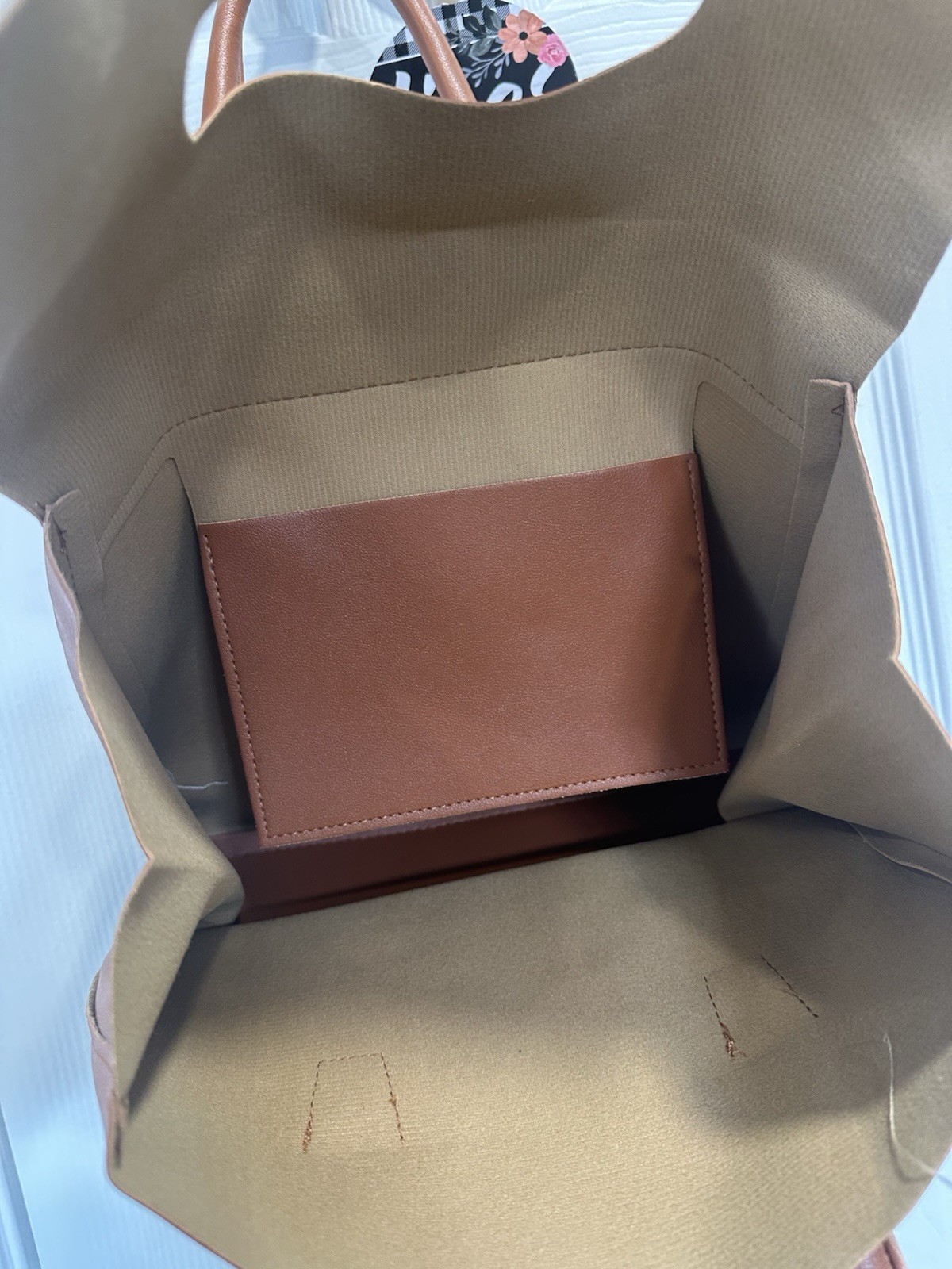 Brown Large Tote Bag Flap Closure Double Handles Matte Finish for Women