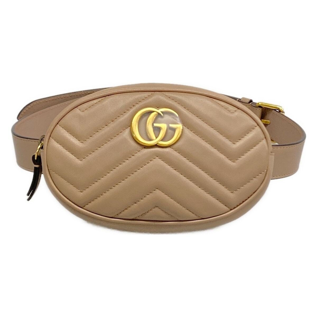 GUCCI GG Marmont Quilted Leather Belt Bag Pink Beige 476434 Auth From Japan