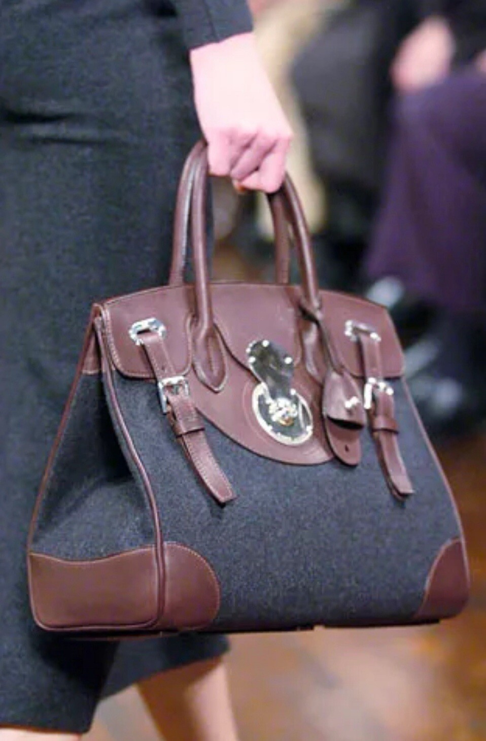 Ralph Lauren Collection Ricky 33 Bag Wool Leather Runway 2005 Satchel Purse