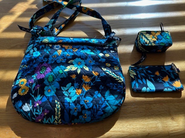 Vera Bradley “Midnight Blues” 3-Piece Travel Bundle: Lizzy Crossbody, Pill Organ