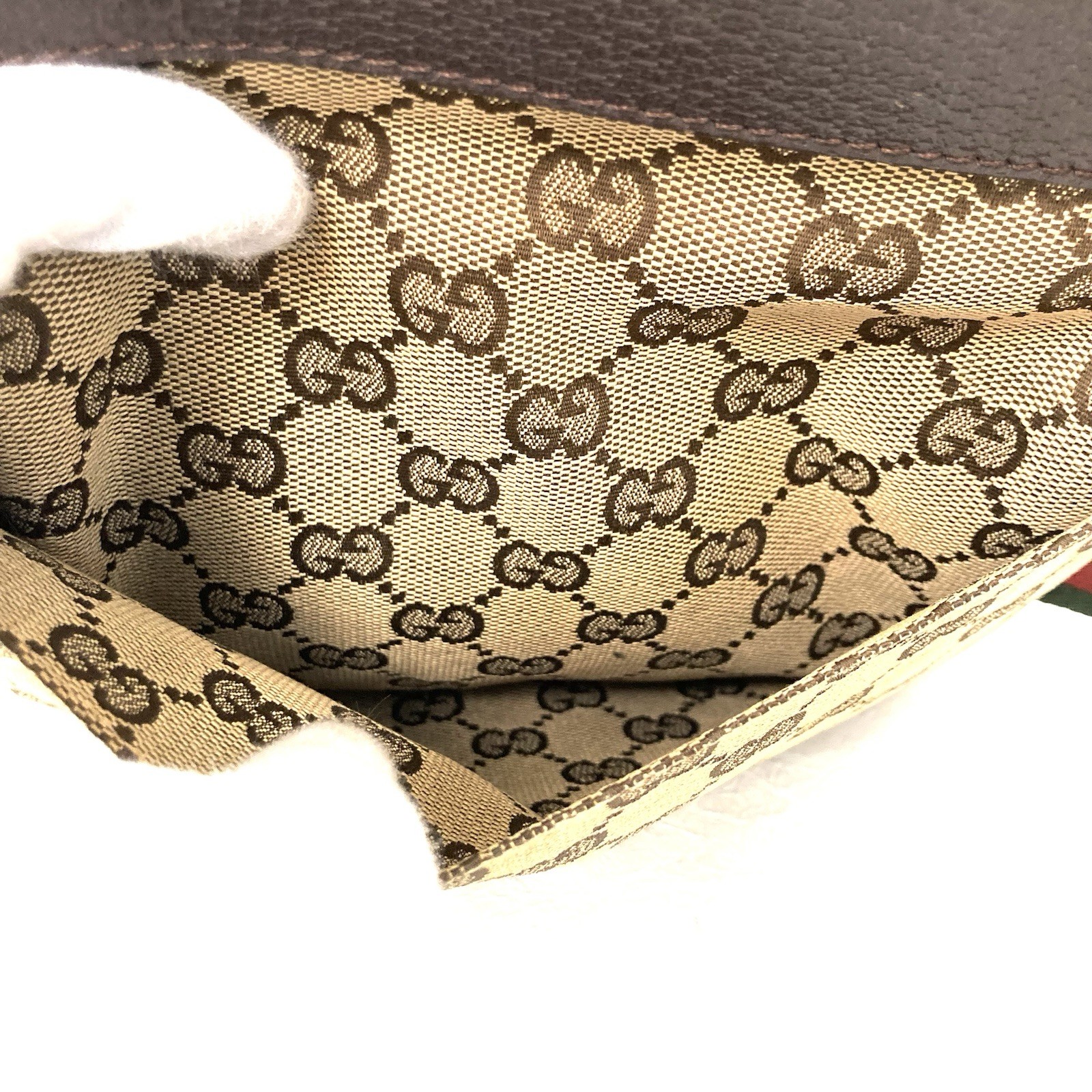 GUCCI GG Canvas Shoulder Bag Web Sherry Stripe Crossbody Brown Authentic