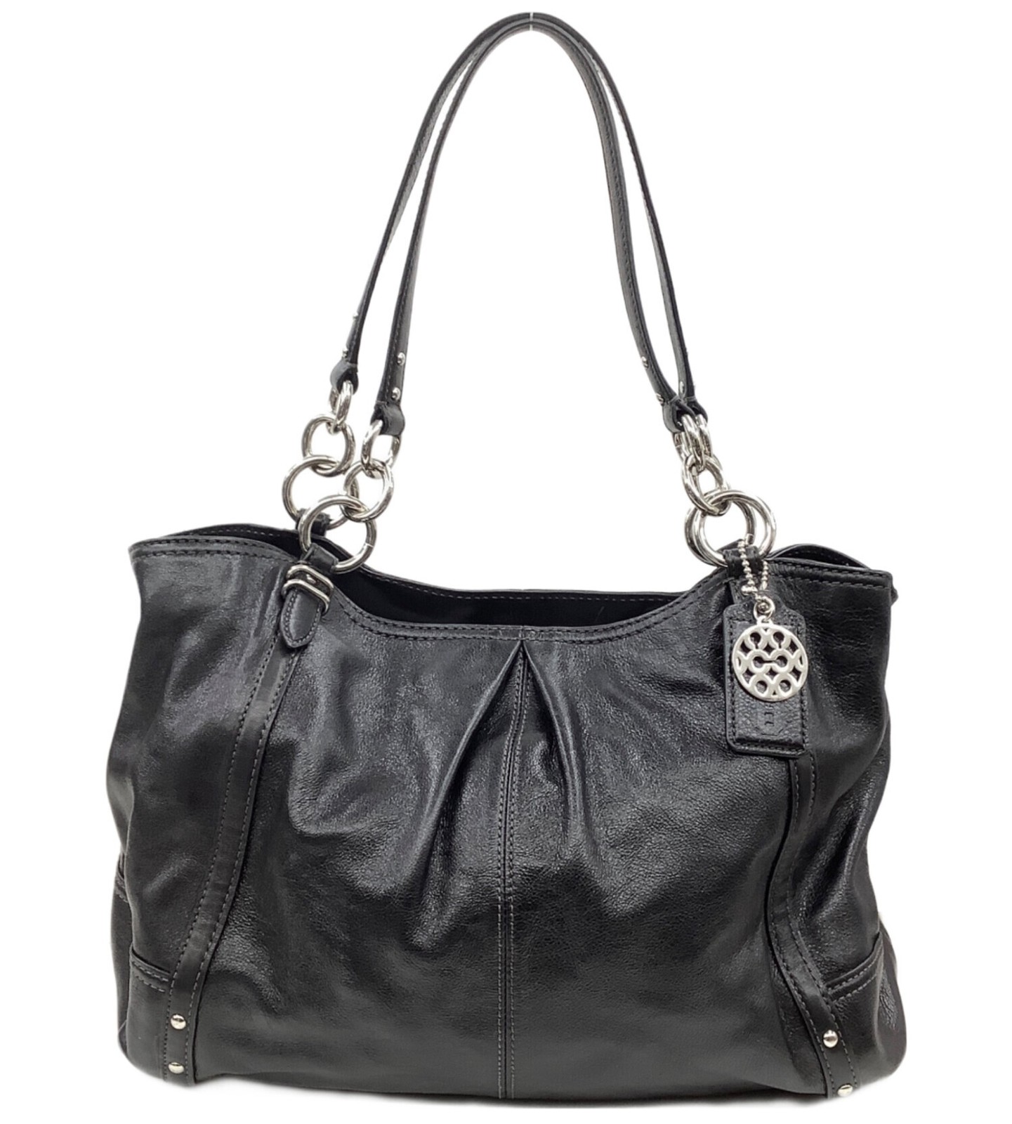 COACH Alexandra Semi Shoulder bag Black Leather Women Tote bag Handbag 16244