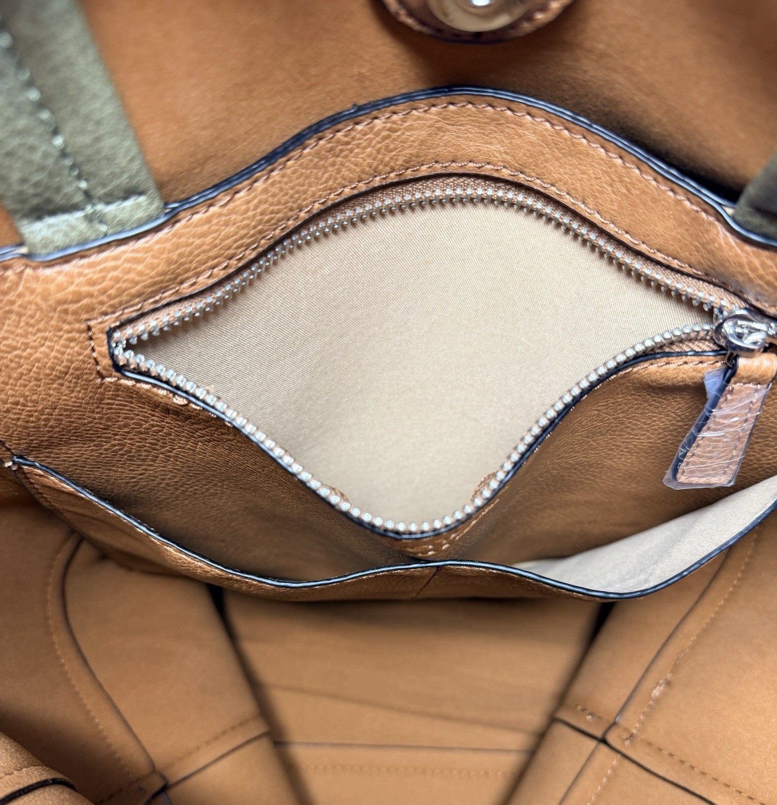 SevenDays Olive & Brown Colorblock Vegan Leather Carry All Tote Shoulder Bag