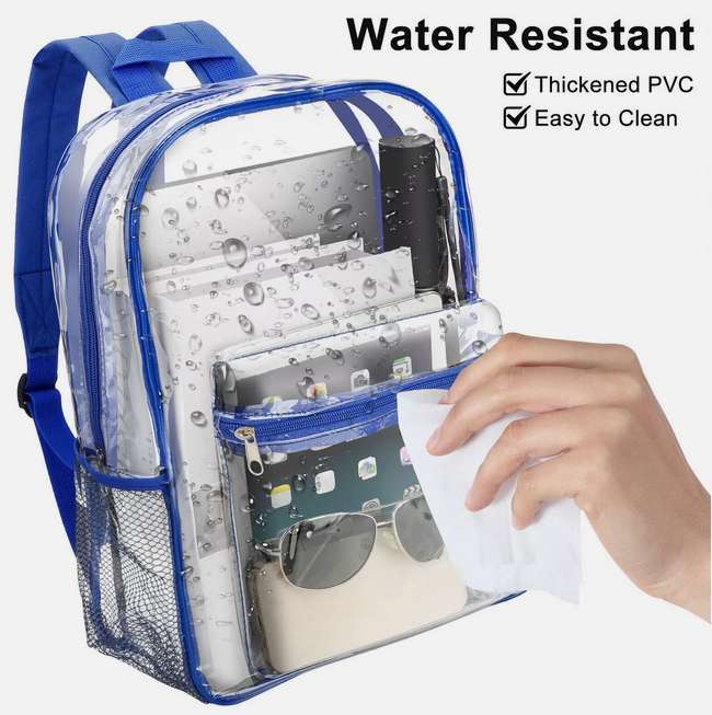 Clear Backpack Transparent See Through School Security Heavy Duty Bookbag Tote
