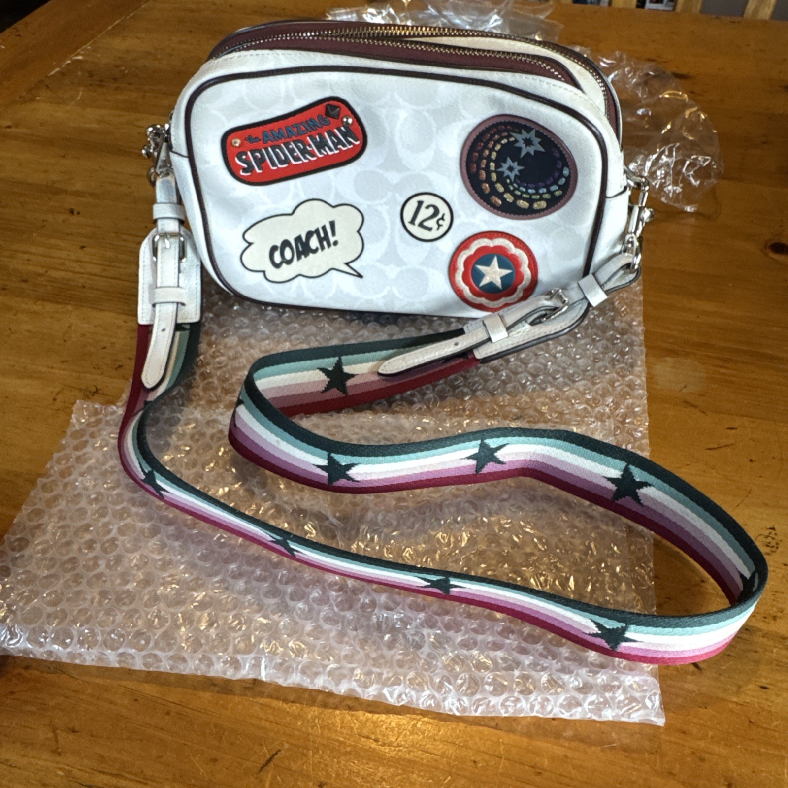 Coach Handbag Marvel Jes Crossbody In Signature Canvas With Patches #2538