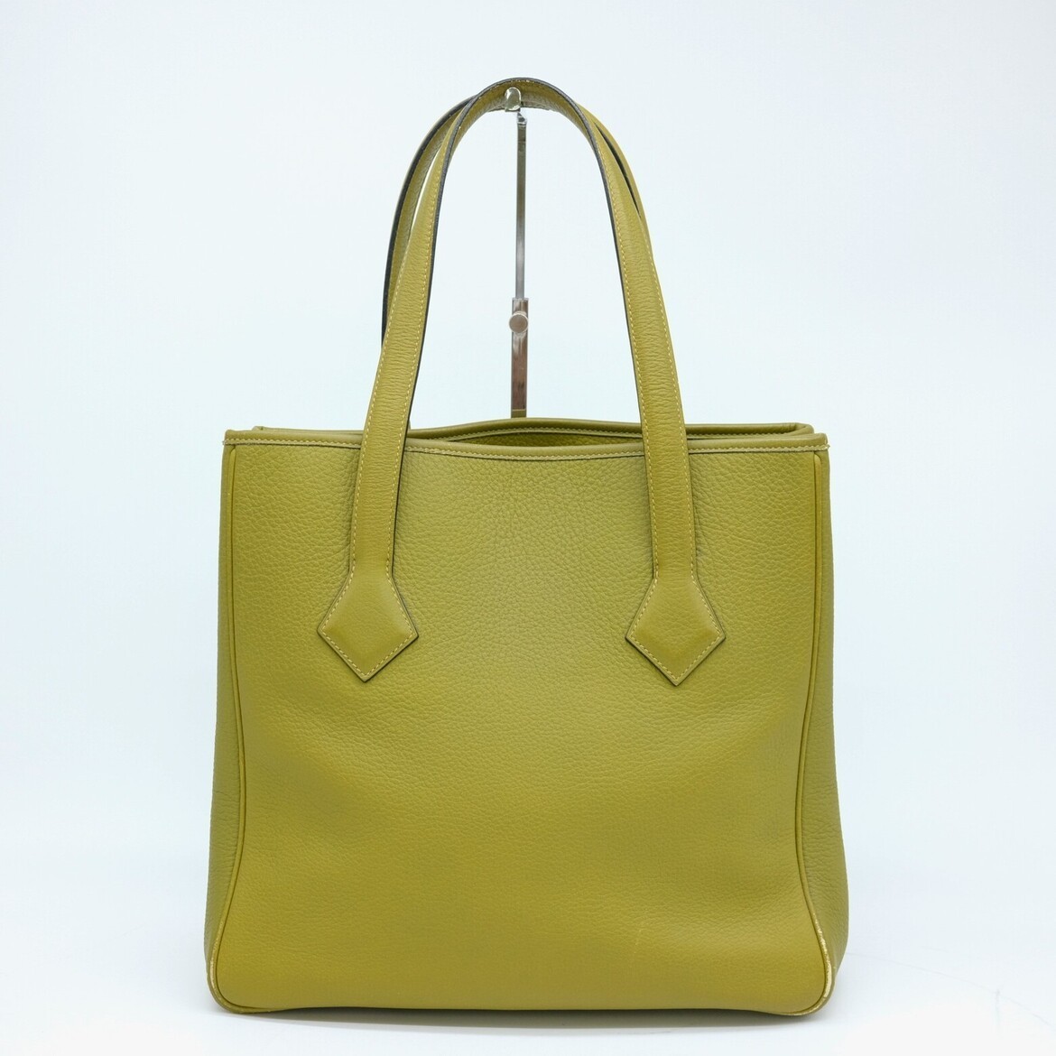 Hermes Victoria Cabas 32 Tote Shoulder Bag Taurillon Clemence Anise Green