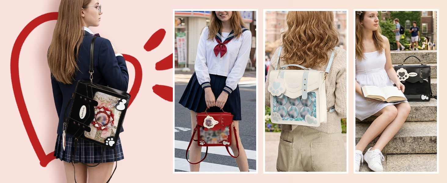Ita Backpack Kawaii Crossbody Bag for Women with Insert Y2k Anime Pin Display