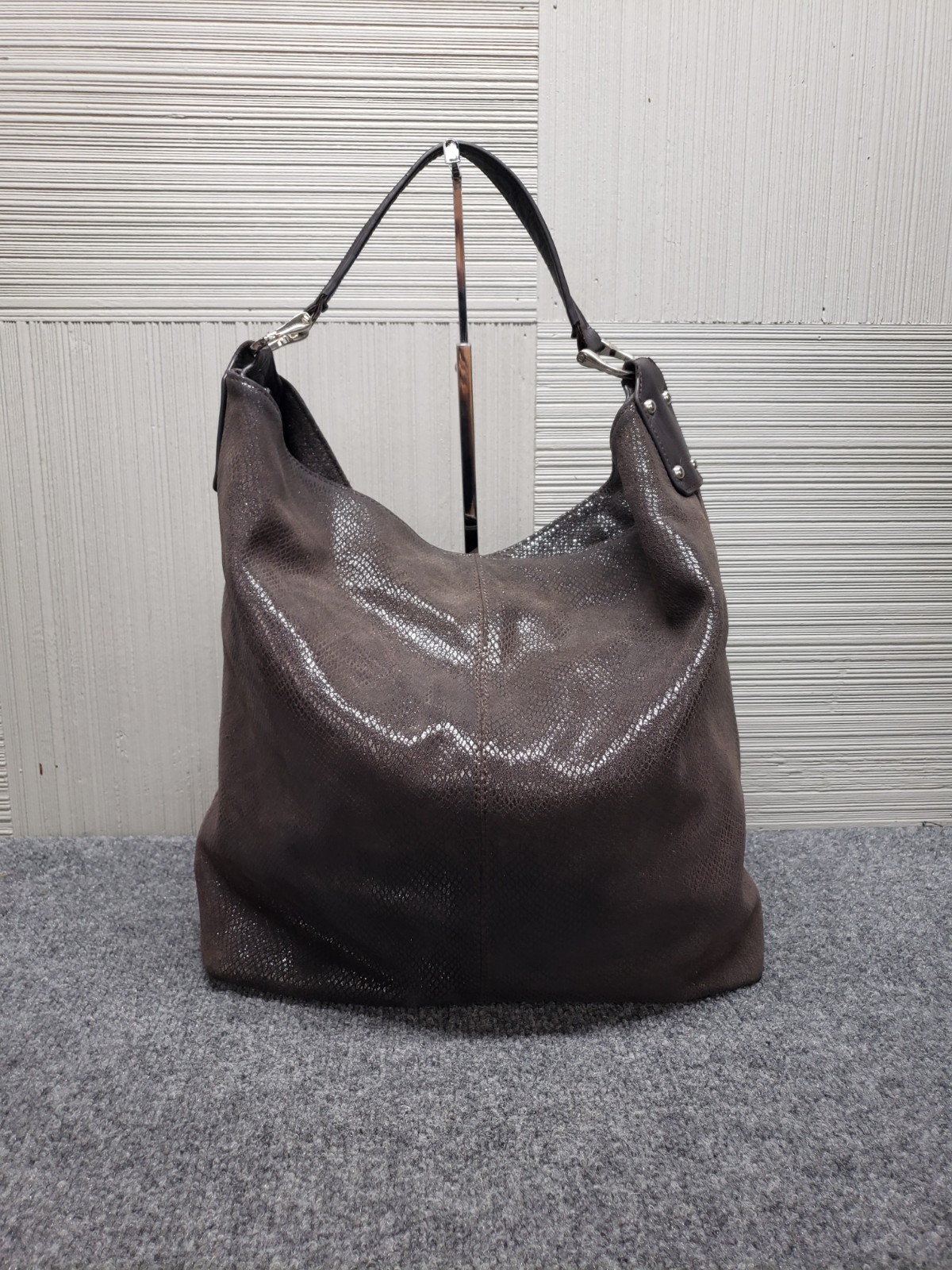 Marni Women Shoulder Bag Brown Metallic Leather Silver Hardware Comfort Casual
