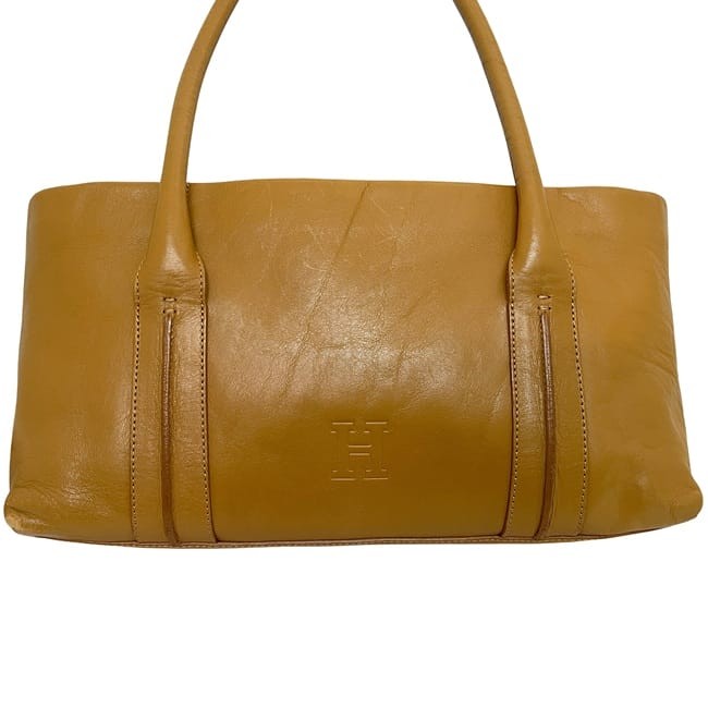 Pre-owned HIROFU camel and brown leather tote bag, M21 40072. This HIROFU