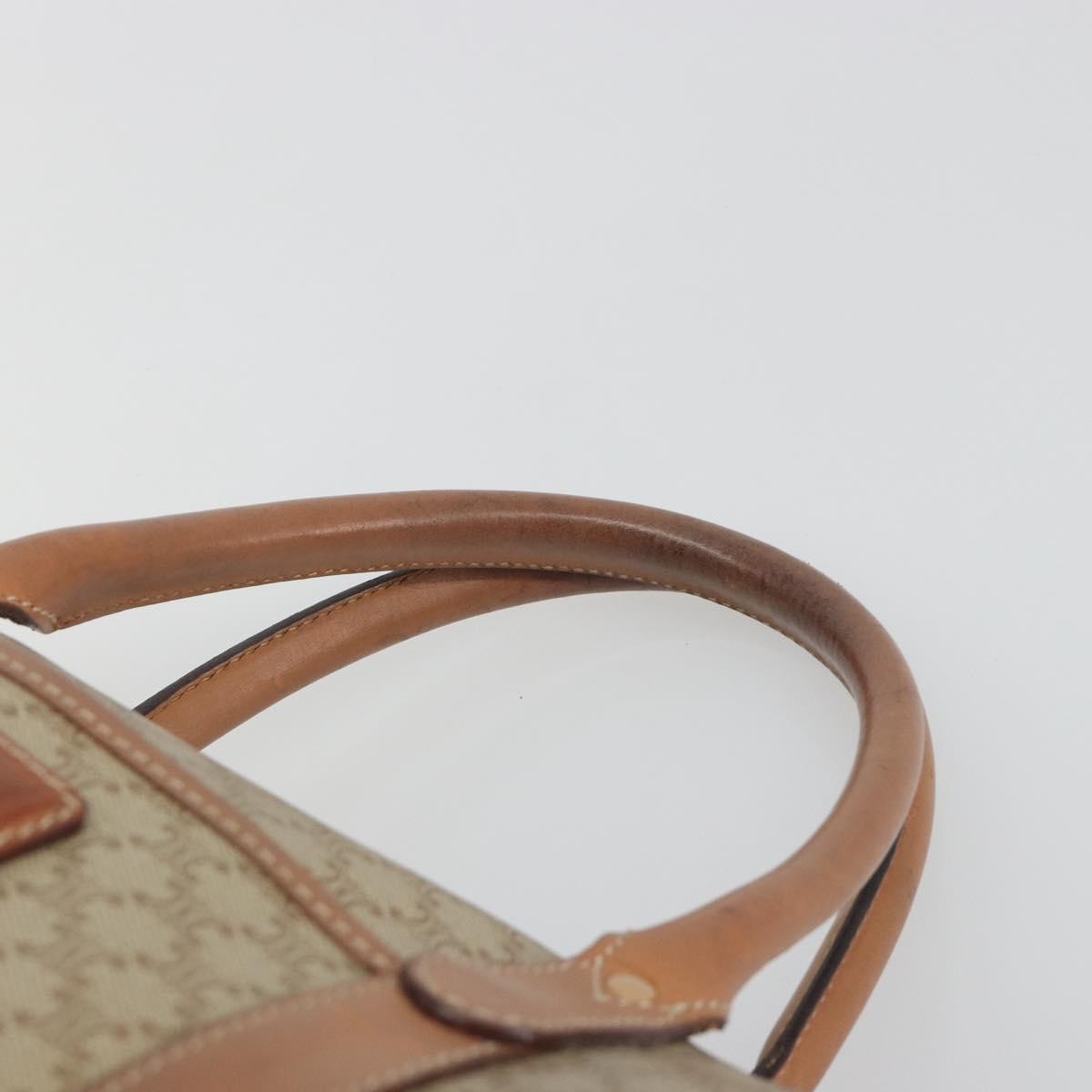 CELINE Macadam Boston Bag PVC Leather Beige Gold Tone Auth 196127